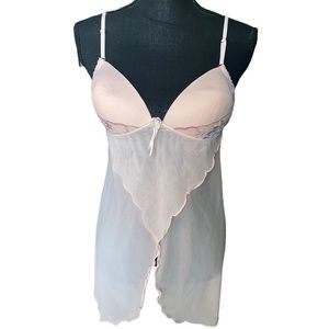 Pettacci fairy pink embroidered pink floral lingerie coquette babydoll  large